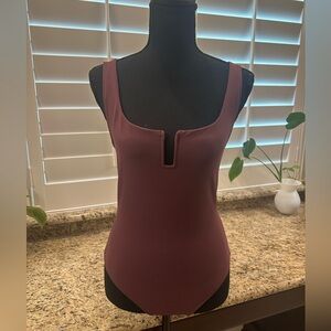 NWOT Free People Bodysuit | Maroon | Thong Snap Closure | Size Medium